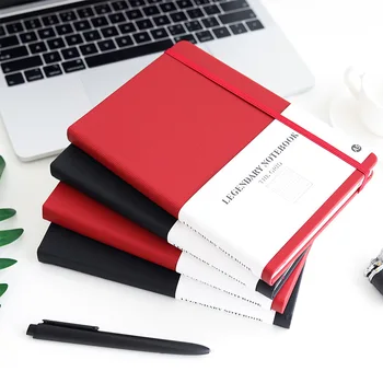 

Leather A5 Bandage Notepad Grid Black Notebook Travelers Office Writing Pads Diary Bullet Journal Logo Custom D40