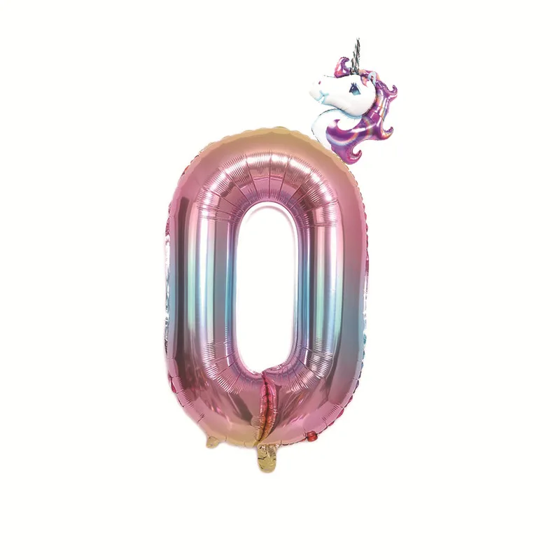 unicorn ballon pink0 2 шт. Радуга Единорог вечерние 32 дюймов воздушные шары из фольги в виде цифр детская День рождения украшения гелиевых шара с цифрой Baby Shower деко - Цвет: unicorn ballon pink0