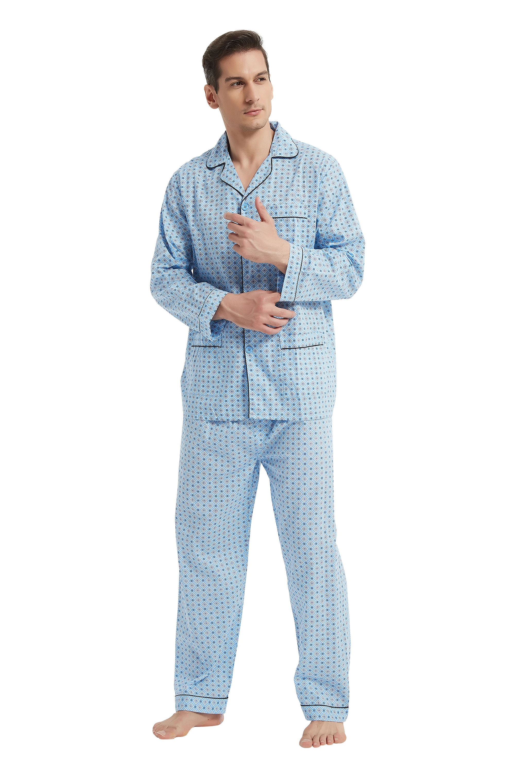 Global pajamas Men's Classic with trousers/pajamas with long sleeves/pajamas with pants