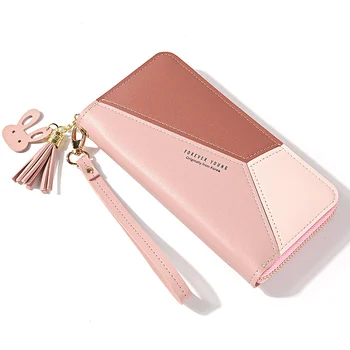 

Fashion Women PU Leather Wallets Long Zipper Purse Tassel Design Coin Money Credit Card Holder 19x9.5x2cm-WT