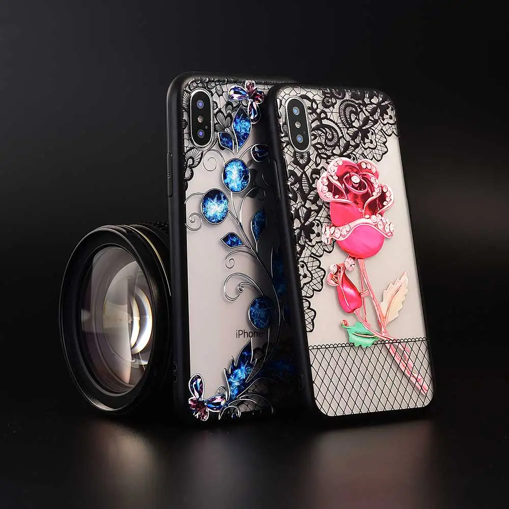 Emboss Lace Flower Mandala Vintage Floral Phone Case For iPhone 11 Pro Max Xs X XR 6 6S 7 8 Plus 11Pro Black Cover capa |