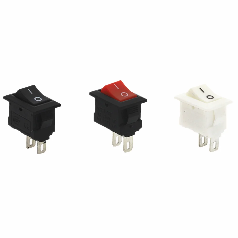 En oferta Interruptor de botón a presión, interruptor basculante de encendido/apagado, 10x15mm, k, 2 pines, 3A, 250V, KCD11, 10MM x 15MM, negro, rojo y blanco, 10 Uds. b5NAxEJGn