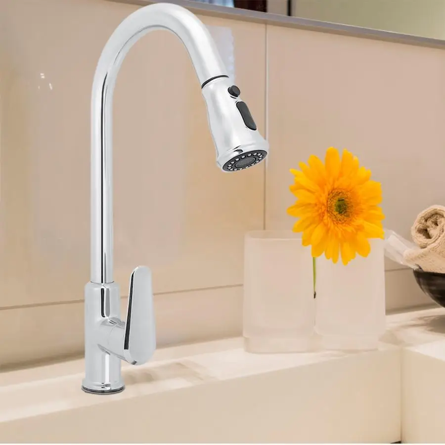

Household G1/2" Single Handle Faucet Kitchen Full Copper Pull-Out Faucet Spray Water Tap sink faucet torneira do banheiro