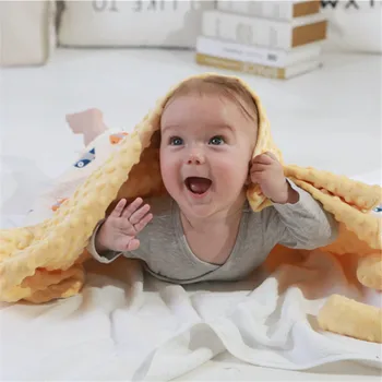 

Double Layer Minky Dot Velvet Baby Blanket Warm Soft Cotton Plush Quilt Screaming Rabbit Toys Newborn Stroller Cover 110*140 cm