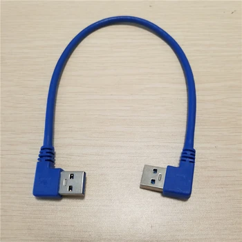 

USB3.0 Data Charge Cable 90 Degree True USB 3.0 Left Angle A Male to Right Angled A Male Extension Cord 30cm