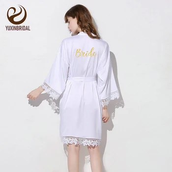 

YUXINBRIDAL 2019 New Bridesmaid Robes Lace Robes Wedding Robes Navy Robes Bride Lace Robe Women Robe Satin Robes Women