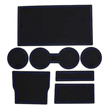 

for Tesla Model 3 2017-2020 Custom Fit Cup Holder and Center Console Compartment Liner Accessories 7-Pc Set (Dark Blue Trim)