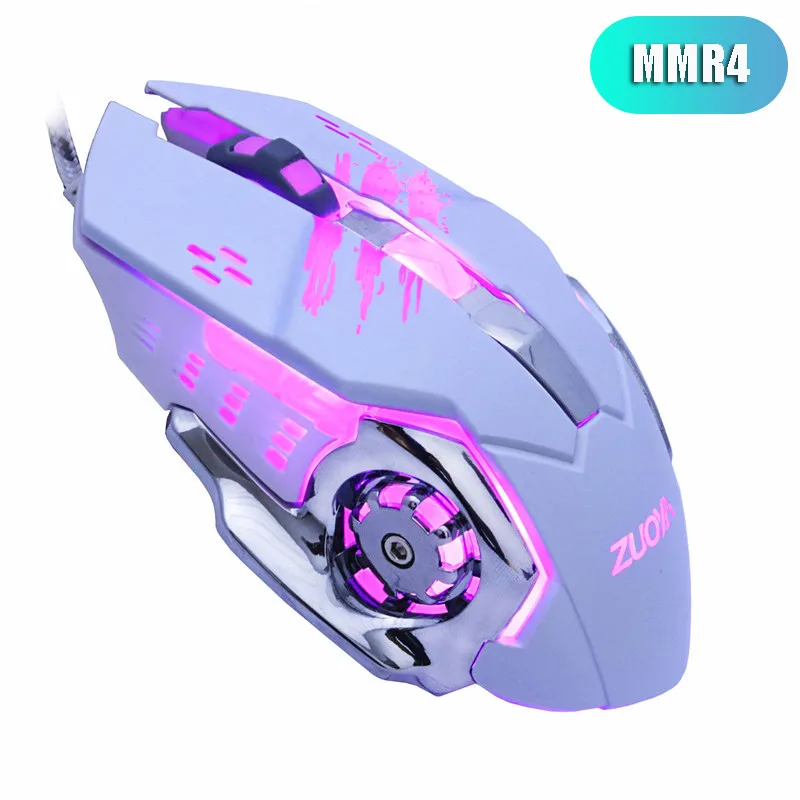 ZUOYA игровая мышь USB Проводная оптика Micel светодиодный с подсветкой игра Mause для ПК ноутбука pro gamer - Цвет: MMR4 white