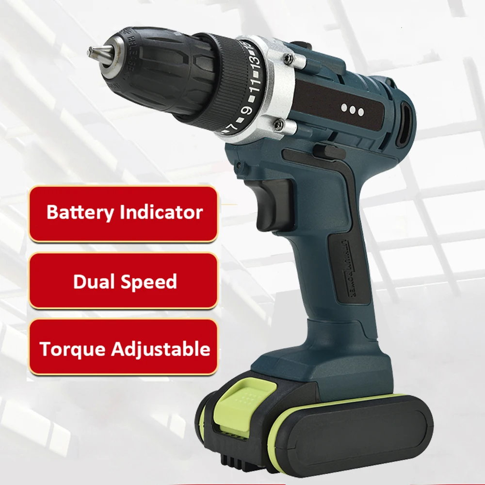 

Dual Speed Mini Cordless Rechargeable Electric Drill Power Rotary Tools Hand Impact Drill Machine with 2pcs Batteries