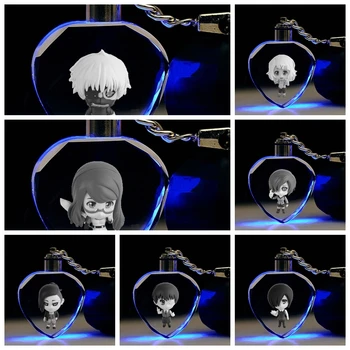 

COSANER Tokyo Ghoul Heart Shape Anime LED Key Chains LOGO Keyring Crystal Toy Keychain Light Keyholder Unisex Gifts