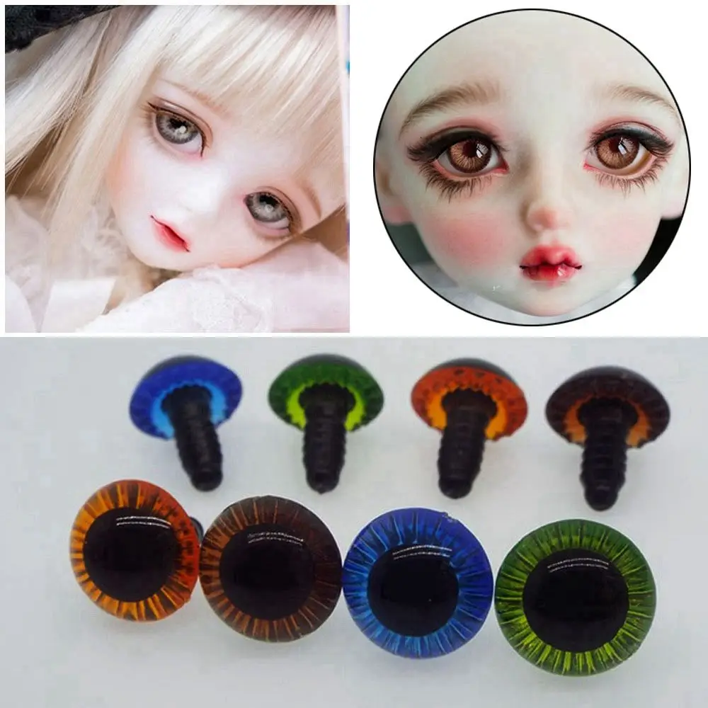 Doll Eyes Clear 3D Glitter Plastic Safety Toy Eyes Long Stem 10pcs 11 13 15 17 18 23mm For BJD Doll DIY Doll Making Crafts