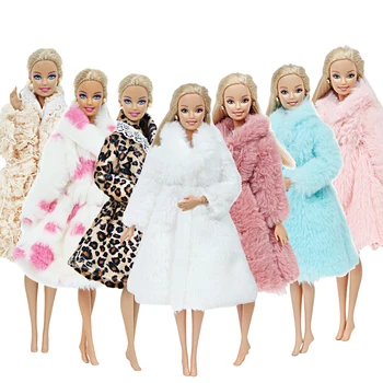 

1 Pcs Handmade High Quality Doll Coat Dress Fur for Barbie Doll Winter Wear Leopard Outfit Doll Accessories Kids 12'' Doll Toy