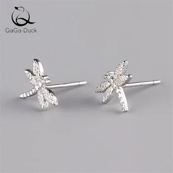 

New Literary Exquisite Popular Insect 925 Sterling Silver Fashion Jewelry Dragonfly Personality Female Gift Stud Earrings E193