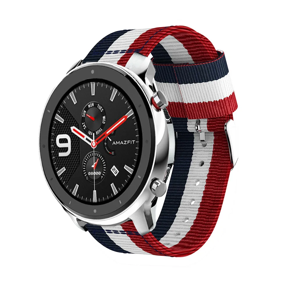 Тканые нейлоновые часы спортивный ремешок для Huami Amazfit GTR 47 мм ремешок для часов мягкий дышащий сменный Браслет 22 мм
