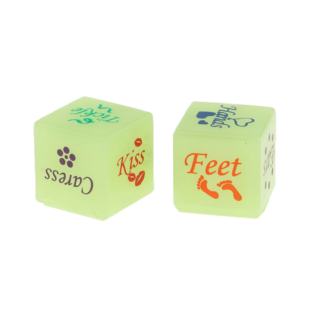2pcs D6 Glow in Dark Couples Foreplay Game Dice for Couple Lovers Spicy Gift 