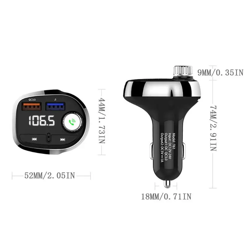 Hands-Free Bluetooth fm-передатчик TF U диск музыка Mp3 плеер универсальный QC 3,0 USB Автомобильное зарядное устройство для iphone смартфон планшет ПК