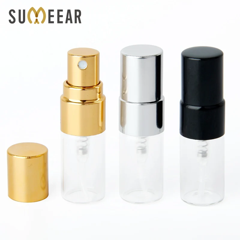 100Pieces/lot 2ml Mini Refillable Perfume Bottle For Sample Spray Bottle Metal Atomizer Portable Travel Gift Cosmetic Container 100pieces lot 5ml perfume bottle golden glass bottle with box atomizer spray bottles sample empty containers