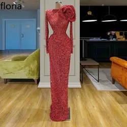 Модное красное вечернее платье для выпускного вечера длинное вечернее платье-Кафтан с цветком женские женственные вечерние платья знаменитостей Runway Pageant Vestidos - Цвет: as picture