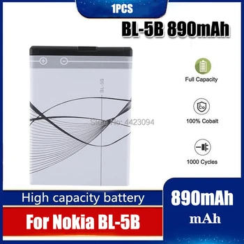 

1pc Rechargeable BL-5B BL5B Cell Phone Battery for Nokia 5300 5320 N80 N83 6120C 7360 3220 3230 5070 BL 5B Batteries