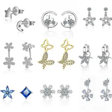 Классический австрийский кубический циркон кристалл пять лепестка, цветок крошечный куб циркония элегантные серьги стержня для Для женщин CE180