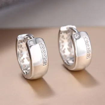 

Cute Round AAA CZ Circles Small Loop Huggies Hoop silver color Earrings For Women Jewelry Kids Baby Children Girls Aros