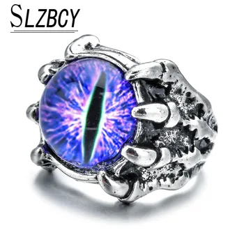 

Punk Vintage Men Retro Dragon Claw Evil Eyes Rings Devil Eyeball Snake Animal Male Crystal Finger Ring Jewelry Halloween Gifts