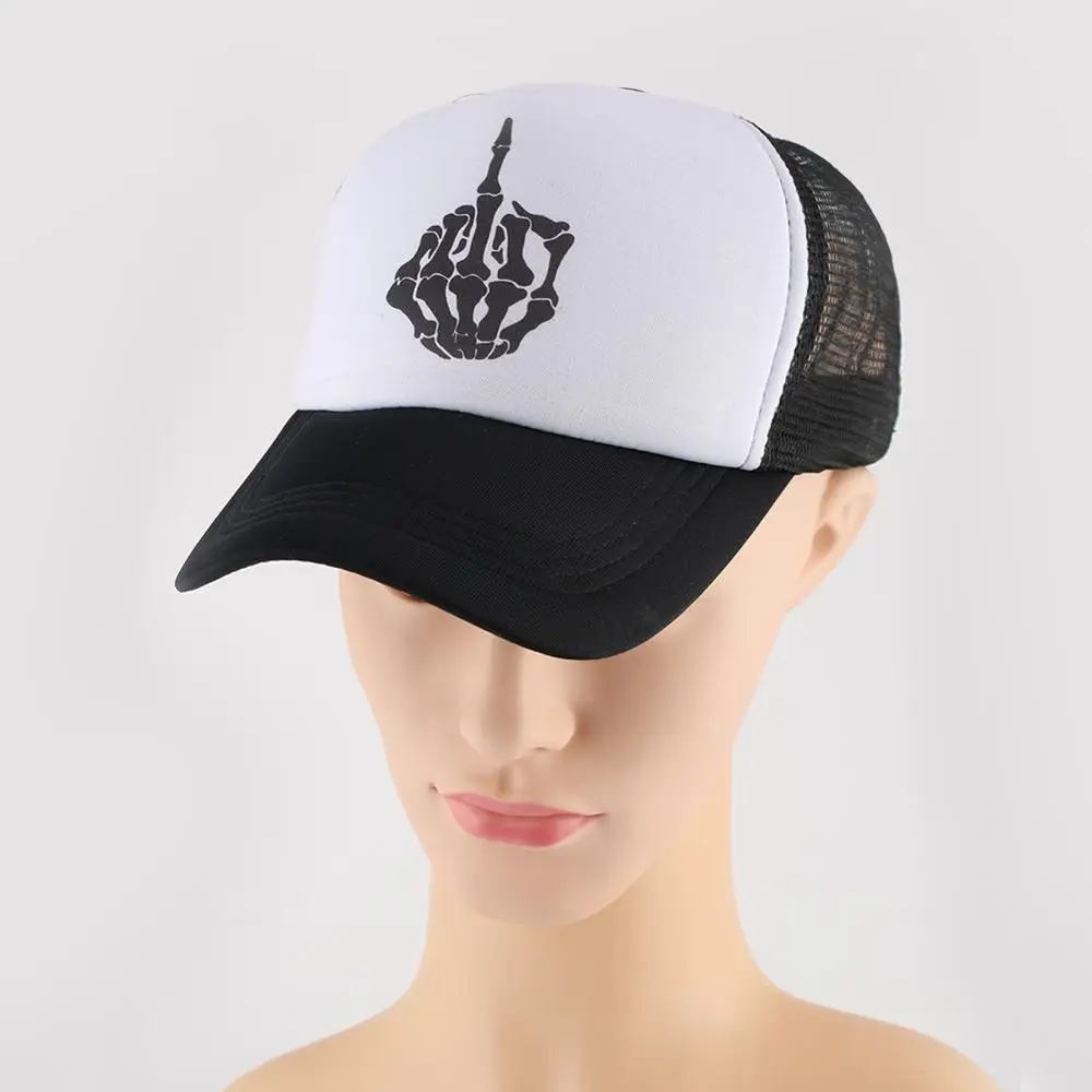 

Terror Hand Bone Pattern Caps Halloween Cotton Hats for Woman Man Black Breathable Mesh Baseball Cap Gorras Festival Gifts