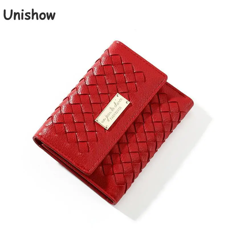 

Fashion Knitting Wallet Women Small Ladies Purse Short Brand Designer Female Wallet Pu Leather Coin Purse Women Card Holders