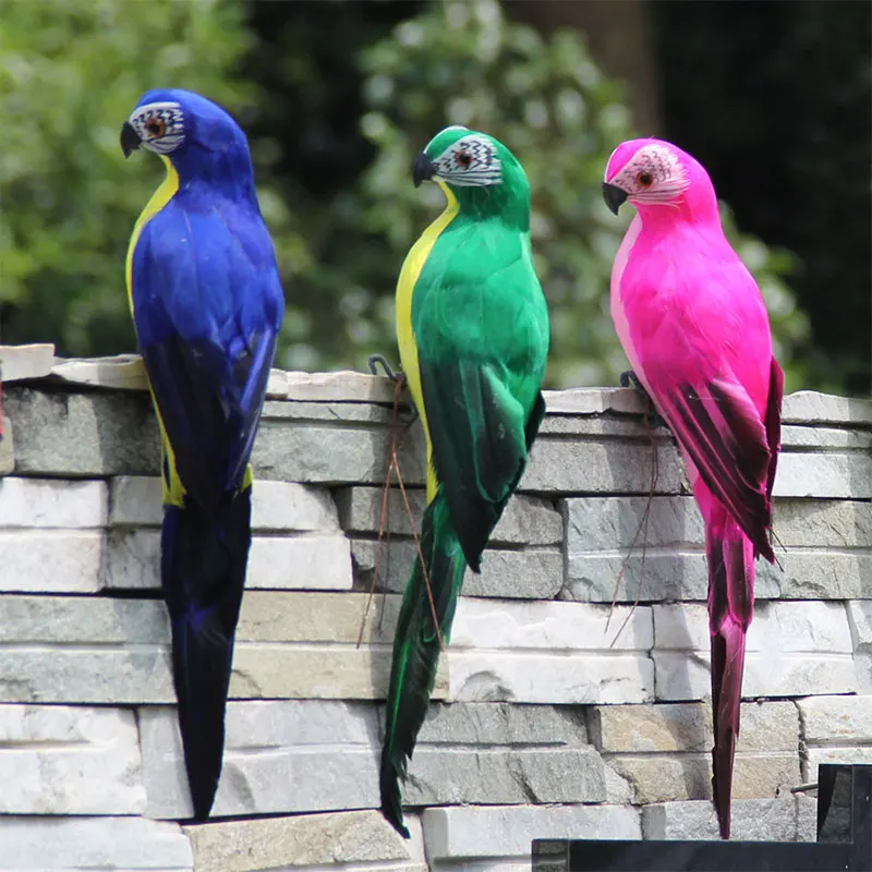 

Home Decoration Creative Animal Prop 25/35cm Simulation Parrot Lawn Ornament Handmade Garden Bird Feather 1PC Bird Figurine