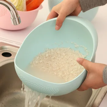 

Household Pure Color Thickened Kitchen Rinse Rice Rice Washing Sieve Rinse Rice Plastic Draining Washing Vegetable Basket
