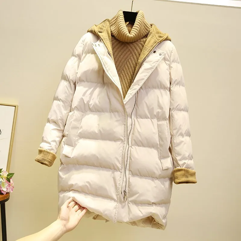 

Down Jacket Cotton-padded Clothes Women's 2018 New Style Korean-style Mid-length Cotton-padded Jacket Thick down Coat NIS Winter