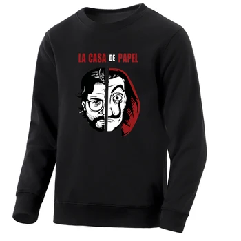 

La Casa De Papel Mens Hoodie Hot Men'S Clothing Profesor Sergio Marquina Men Sweatshirt Horror Male Streetwear Fleece Hoodies
