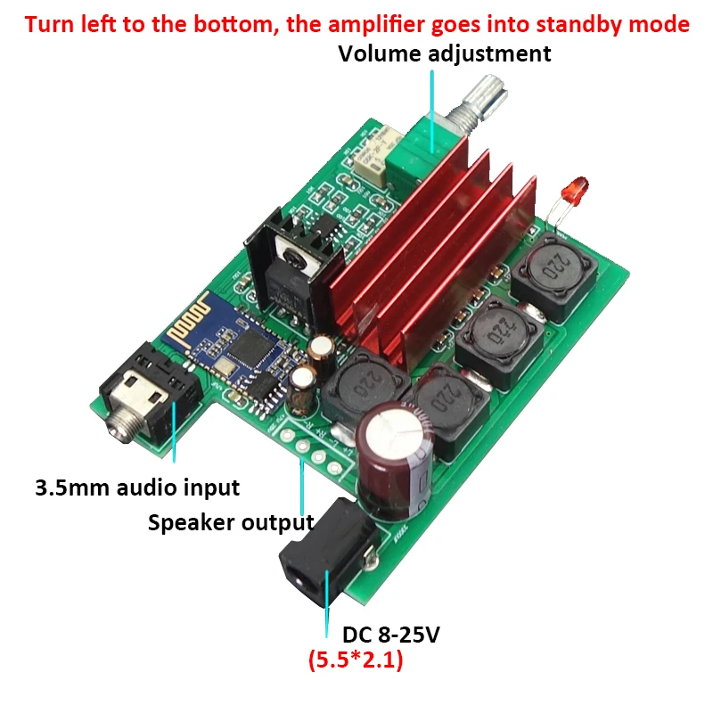 TPA3116D2 Bluetooth 5,0 усилитель аудио Плата Qcc3003 50 Вт* 2 цифровой усилитель мощности 2,0 канальный стереоусилитель DC8-25V T0745