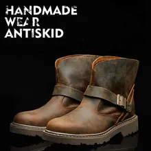 Ботинки из натуральной кожи; пара зимних ковбойских сапог; Женские ботинки в стиле ретро для верховой езды