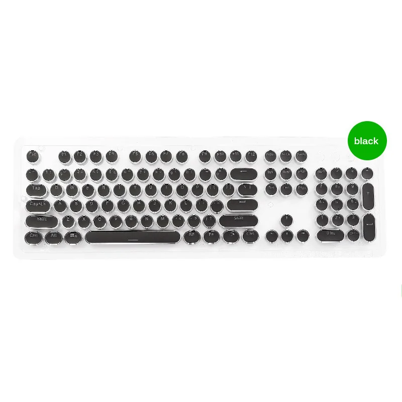 Игровая механическая клавиатура, стимпанк, пишущая машинка, клавиша s с необычным светодиодный колпачком, круглая клавиша, 104 клавиш для подсветки, стильный плеер - Цвет: Черный