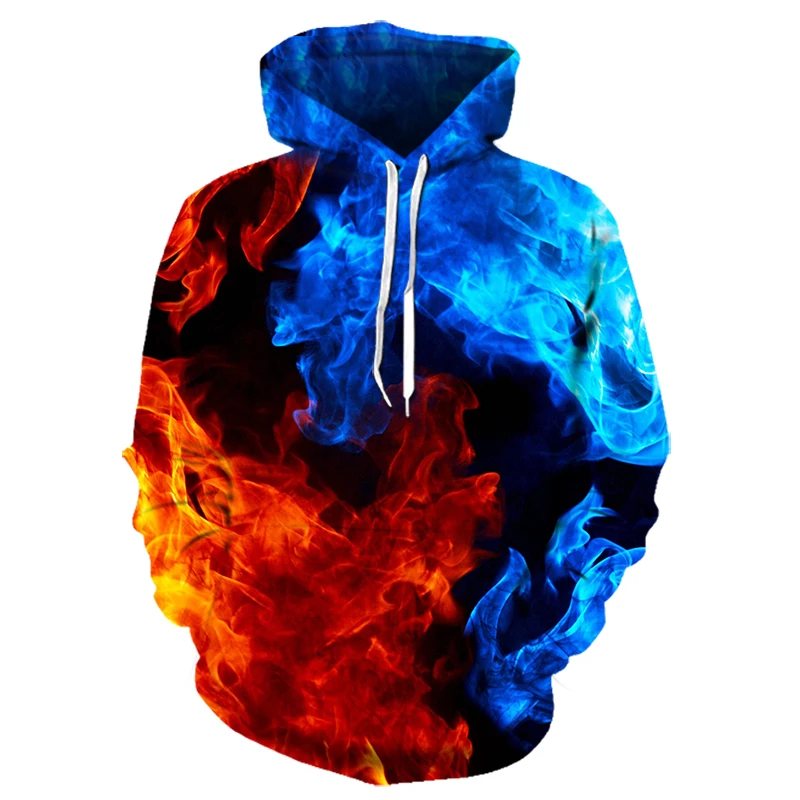 

Red And Blue 3d Flame Autumn And Winter Men's Sweatshirt Ladies Hoodie Jacket Hoodie Male 3d Printing Hoodie Hip Hop Clothing