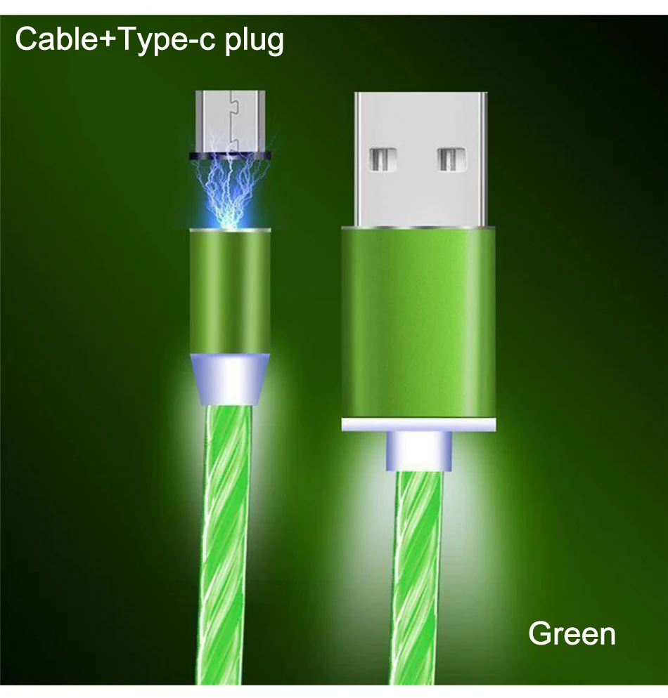F Магнитный Micro USB кабель для мобильного телефона светодиодный кабель для быстрой зарядки usb type-C Магнитный шнур для зарядного устройства для iPhone samsung - Цвет: F