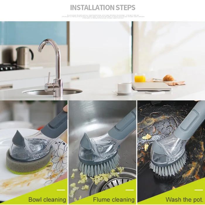 Щетка для посуды с дозатором для мыла, горшок, скребок для раковины, сковорода, набор кухонных инструментов JAN88