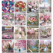SDOYUNO 60x75cm pintura por números sin marco pintura de flores por lienzo con números de DIY pintura paisaje casa Decoración