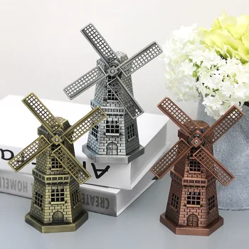 

Vintage Resin Windmill Ornaments Piggy Bank Dutch windmill Home Decor Ornaments Europe Models Gifts Furnishing Articles