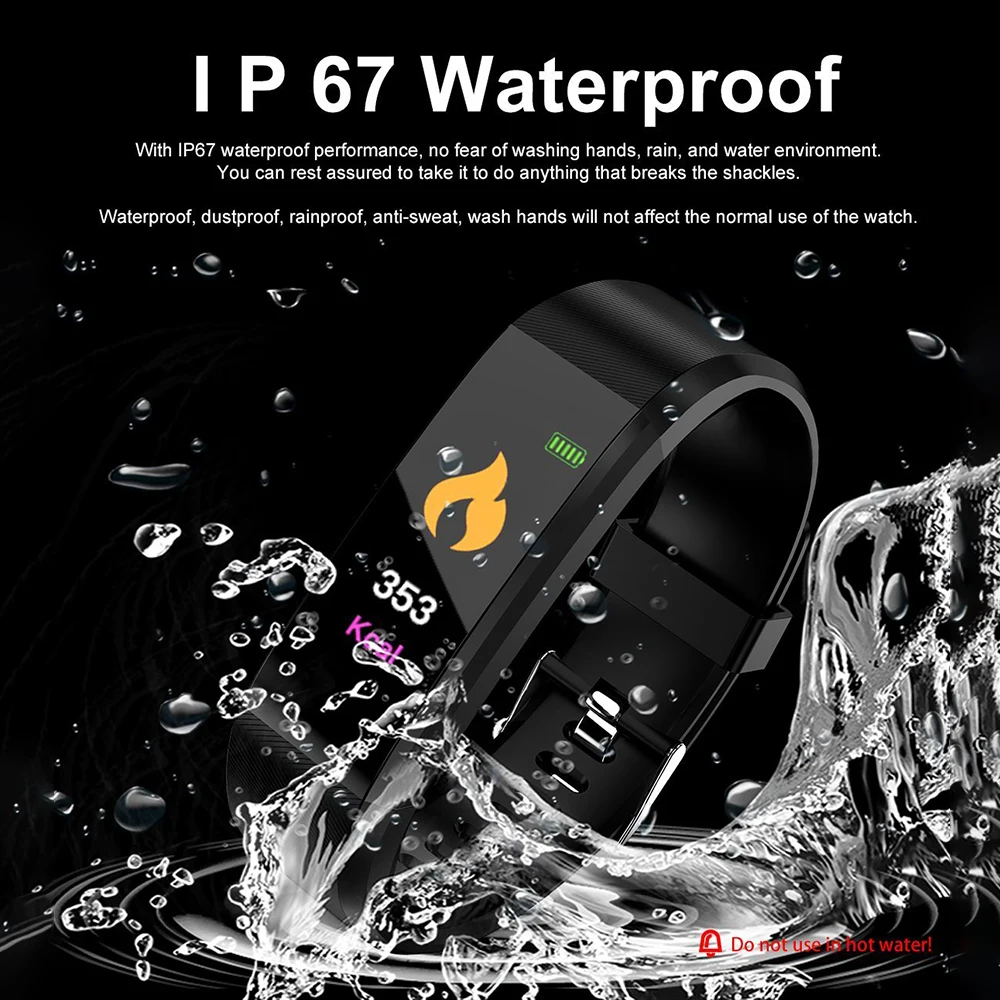 For Fitbit LCD Smartband Watch Fitness Tracke Heart Rate Blood Pressure Smart Bracelet Bluetooth-Compatible Waterproof Wristband 6