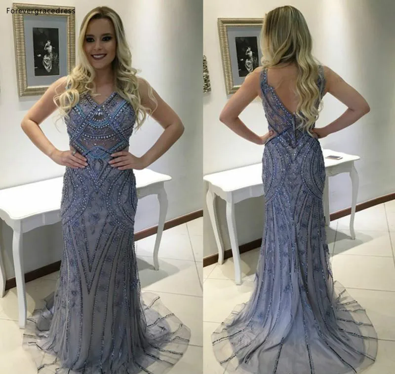 PICTURE COLOR Роскошные туфли с украшением Prom Dress Mermaid V образным вырезом Элитный пышный формальная праздничная одежда на День независимости США, вечерние платья изготовление на заказ; Большие размеры - Цвет: PICTURE COLOR