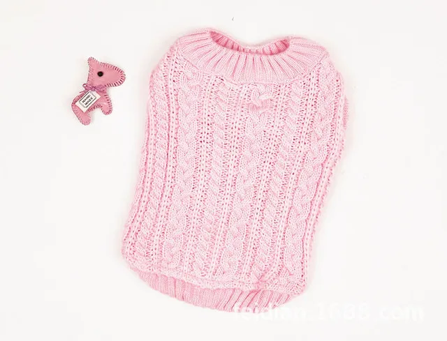 pink 7 размеров, свитер для домашних животных, 3 цвета, розовый, желтый, синий, вязаная одежда для маленьких, средних и больших собак, джемпер с Мопсом хаски, Kawaii, свитер HJ900 - Цвет: pink
