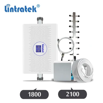 

Lintratek 3G 4G 1800 2100 cellular amplifier wcdma UMTS 3G 2100mhz 1800mhz 4g LTE DC signal repeater yagi antenna booster kit 8