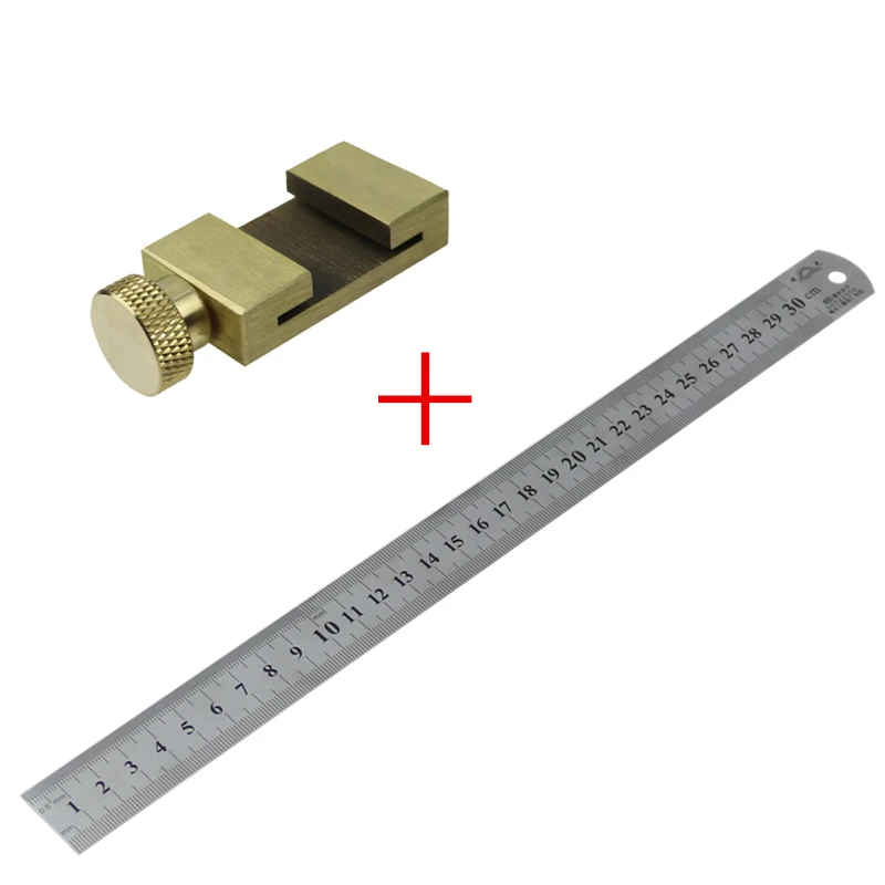 

Adjustable Steel Ruler Positioning Block Angle Marking Gauge Brass Line Scriber Ruler Fixed Position Carpentry Measuring Tool