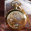 Transparent Open Face Hollow Skeleton Mechanical Pocket Watch Hand Winding Vintage Clock Birthday Gift with Pocket Chain reloj ► Photo 3/6