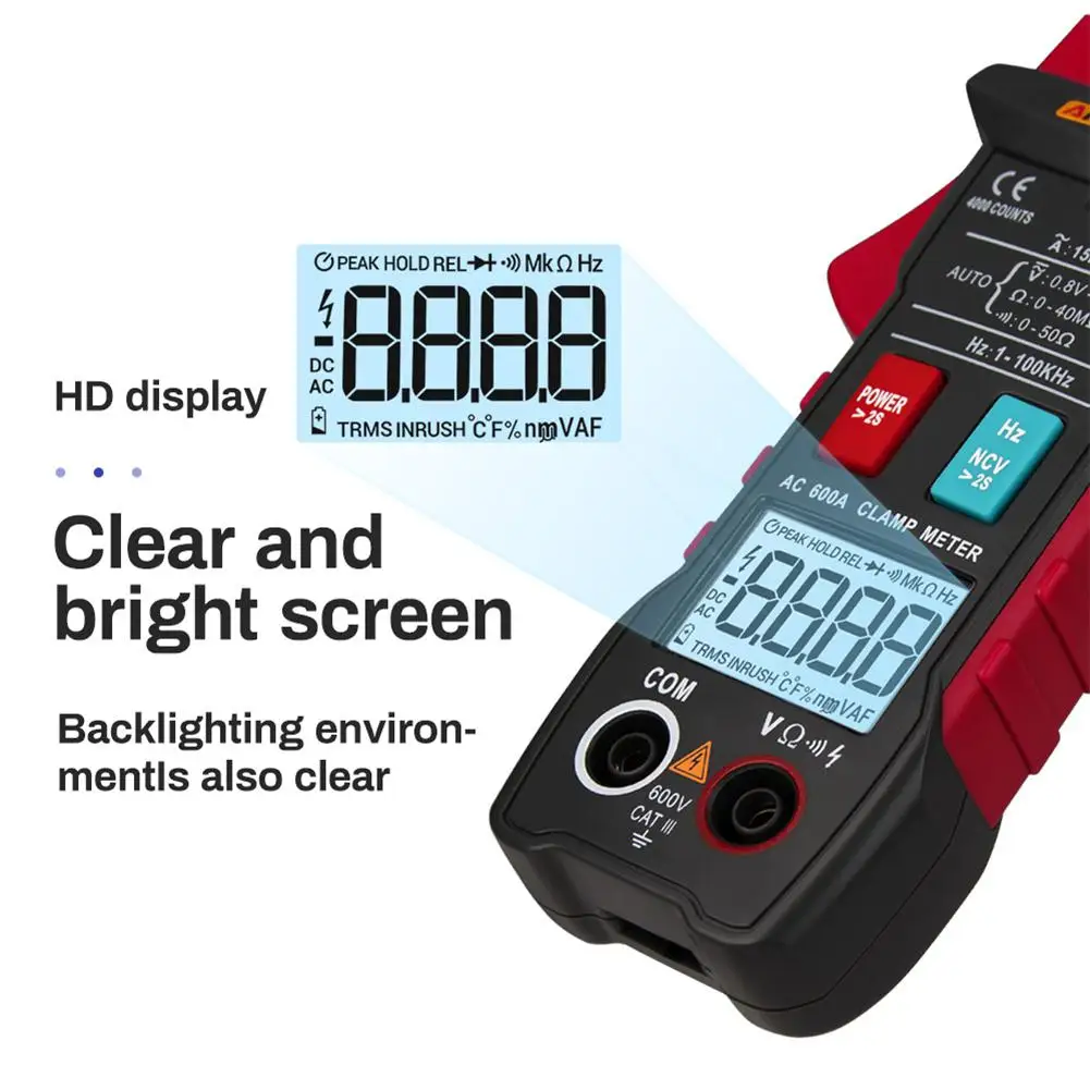 ANENG ST203 Auto Digital Clamp Meter Multimeter 4000counts True RMS Mini Amp DC/AC Clamp Meters Voltmeter 400v Automatic Range