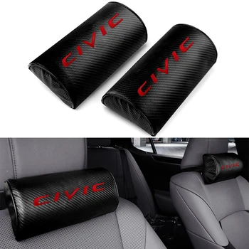 

Car Styling CIVIC Emblem Carbon Fiber Car Seat Headrest Cushion For Honda Civic Accord CR-V XR-V HR-V Auto Interior Accessories