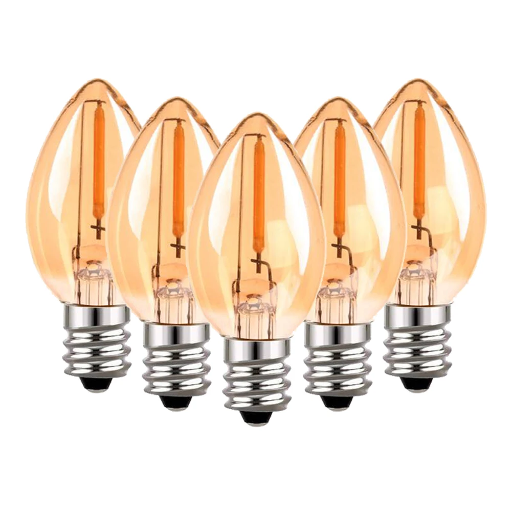 C7 0.5W LED Edison Dimmable Bulb Amber Glass E14 Filament Night Lamp