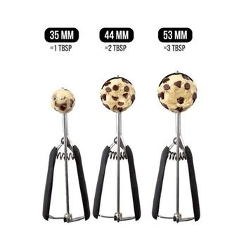 

Stainless Steel Ice Cream Spring-Loaded Scoop, Comfortable Scooper, Easy Squeeze Handle for Kitchen, Black